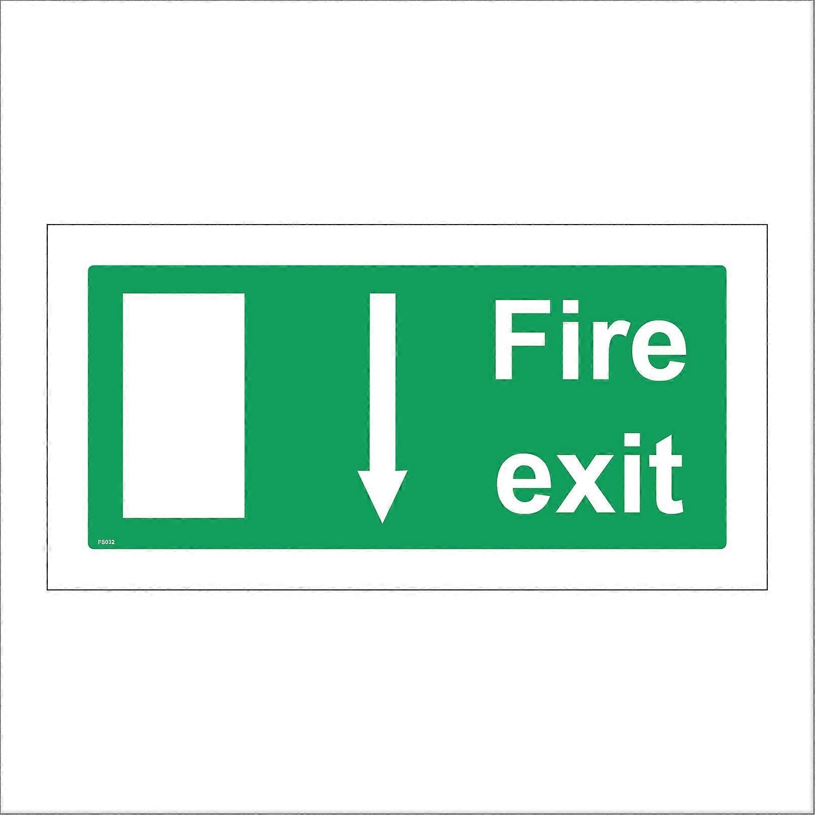 FS032 Fire Exit Below Sign with Door Arrow