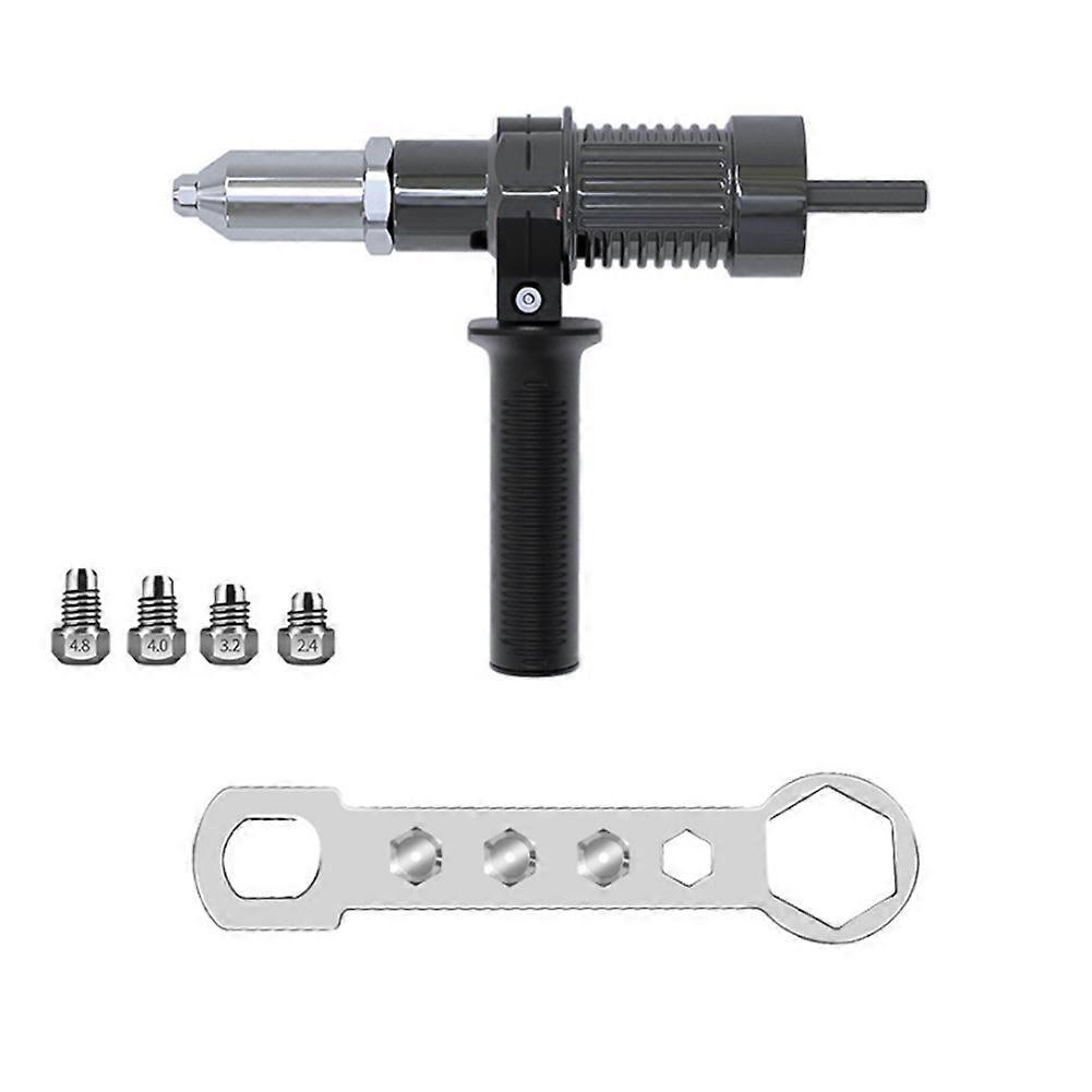 Electric Riveting Machine Adapter with 2.4/3.2/4.0/4.8 mm Diameter Rivet Head Drill and Handle Wrench Rivet Tool.