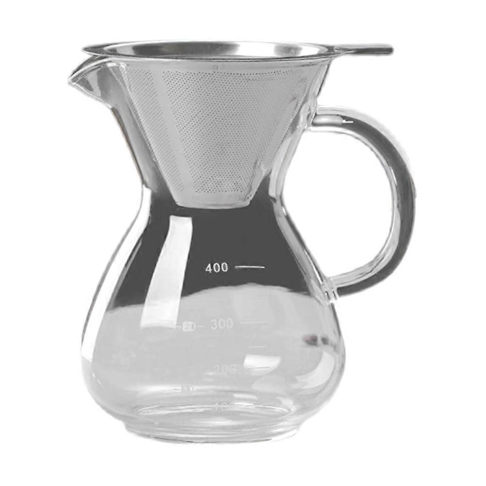 Glass Coffee Pot with Filter High Temperature Resistant Espresso Pots Graduated Scale Coffee Server 400ml