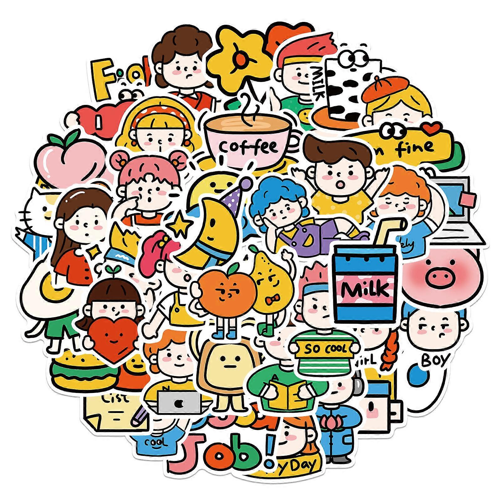 40 sheets of waterproof DIY stickers for working people's diaries, suitcases, water bottles, and notebooks.