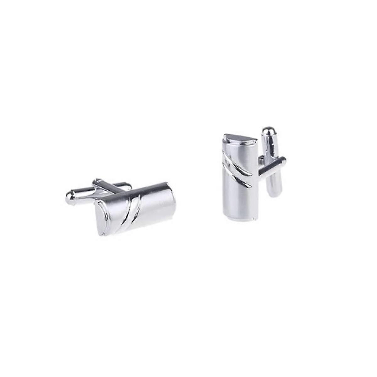 Silver Cufflinks Barrel Shape Stripe Pattern Smart Formal Cufflink UK Delivery