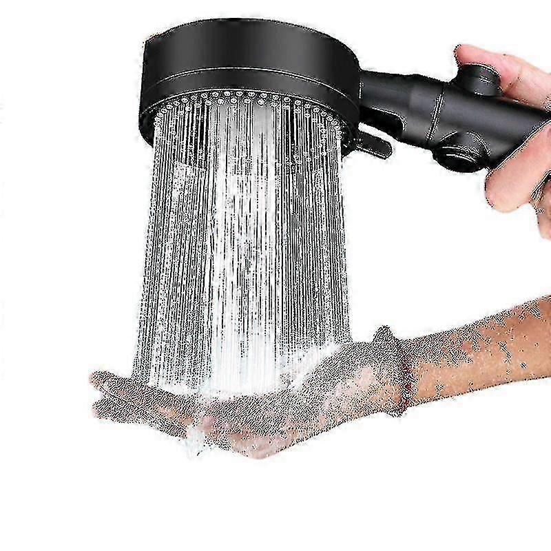Black High-Pressure Handheld Shower Head with 5 Jet Modes & 5-Speed Settings