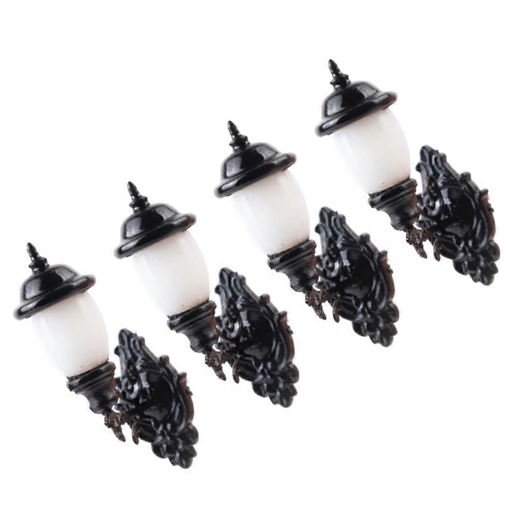 Mini Luminous Wall Lamp for DIY Decoration 4Pcs Black ABS Model Light