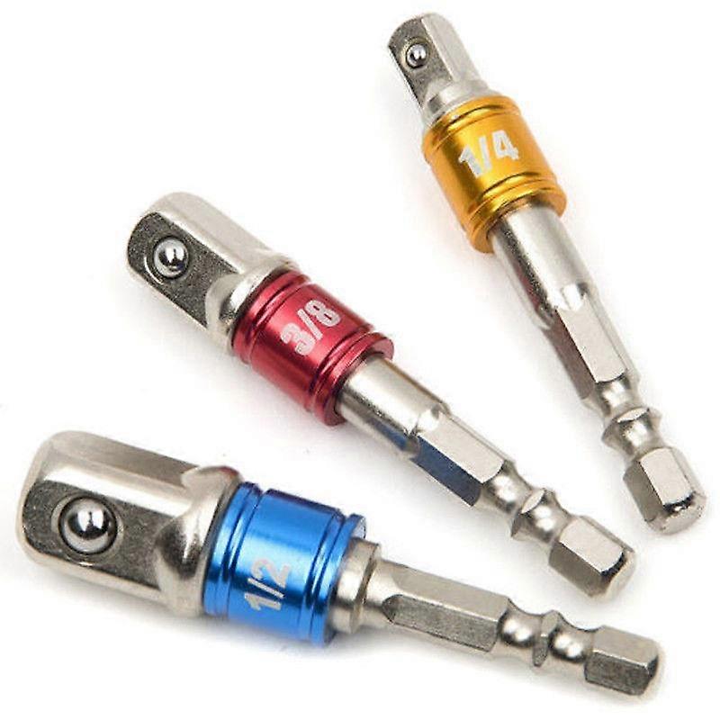 3pcs Socket Adapter Multi Drill Bits Hex Shank 1/4" 3/8" 1/2" Impact Driver Tool