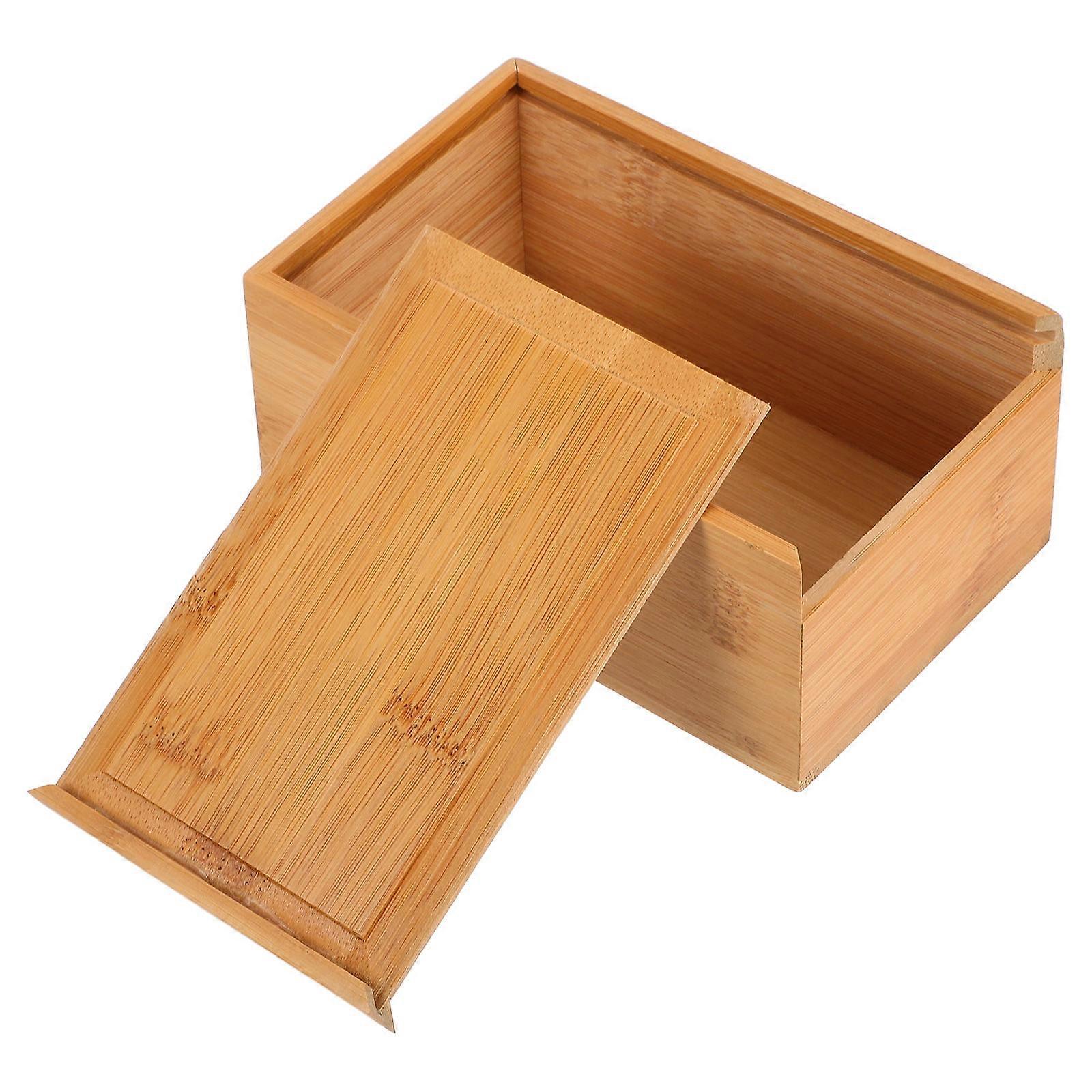 Wooden Storage Box with Sliding Lid for Versatile Use Light Yellow Small Craft Storage Box 7.5 x 4.5 x 3 Inches