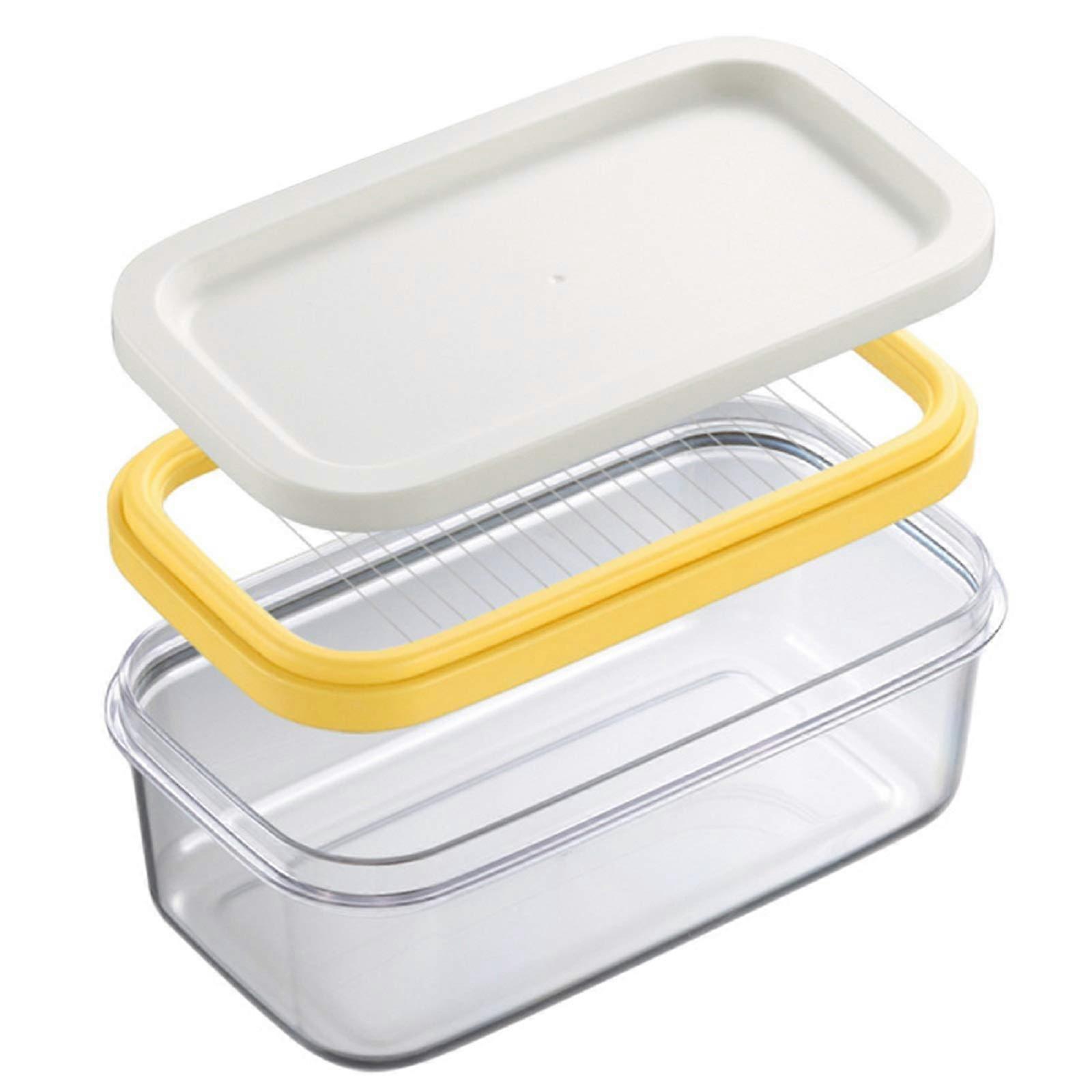 Butter Dish with Stainless Steel Cutter and Lid for Precise Slicing and Fridge Storage 200g