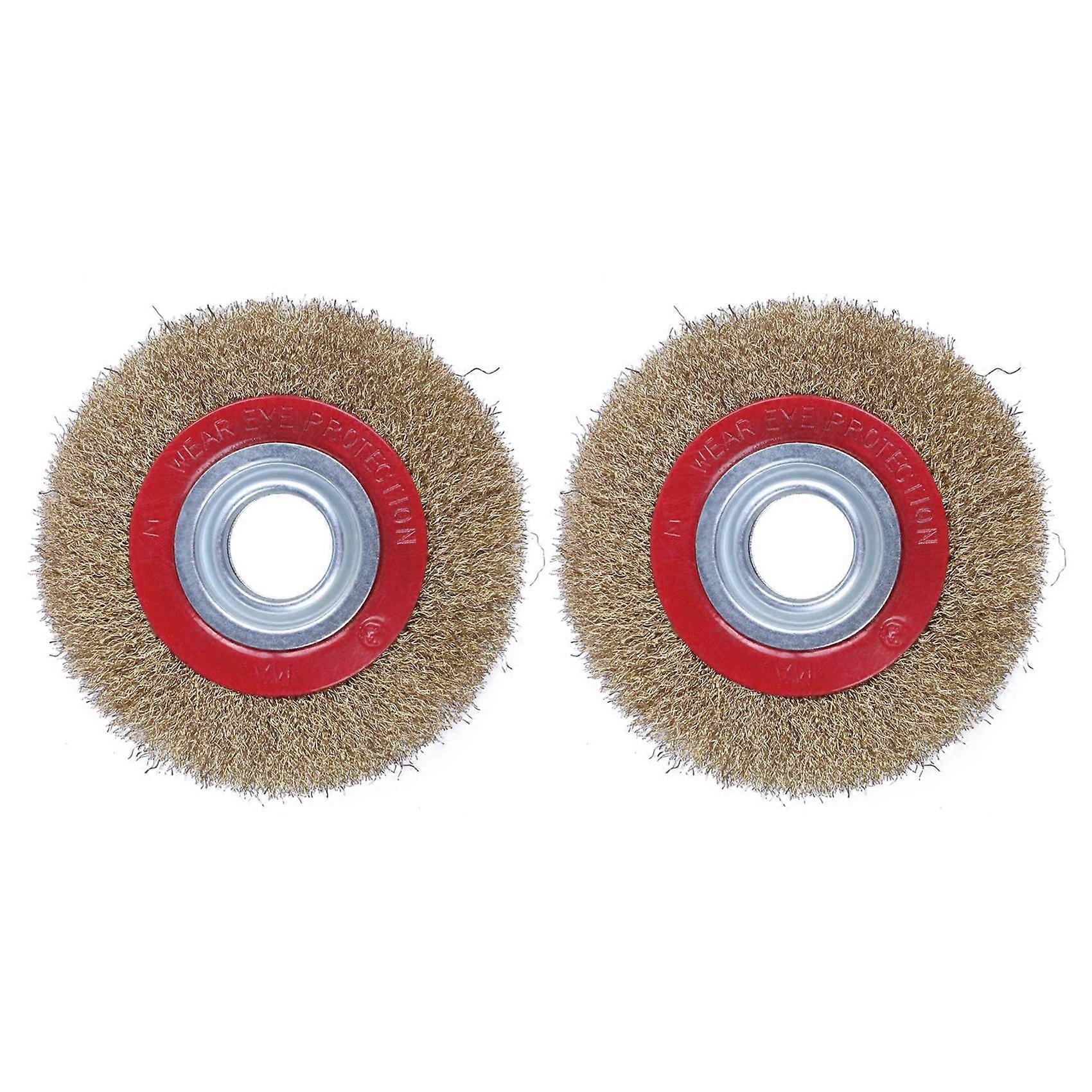 2X Wire Brush Wheel for Bench Grinder Polish + Reducers Adaptor Rings,6Inch 150mm
