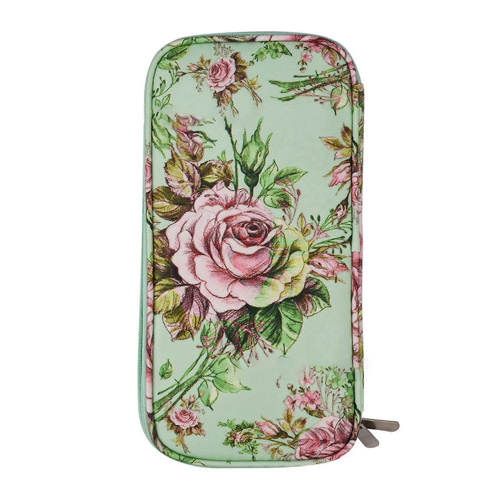 Knitting Needls Case Without Hooks and Accessories,Zipper Storage Organizer Bag with Web Pockets For Various Knitting B