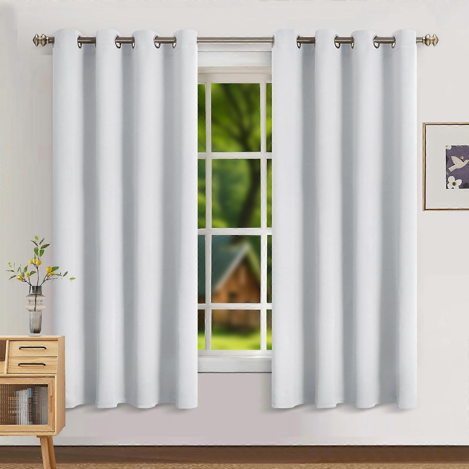Blackout Curtains for Bedroom Thermal Insulated Grommet Panels Noise Reduction White 34x45 Set of 2