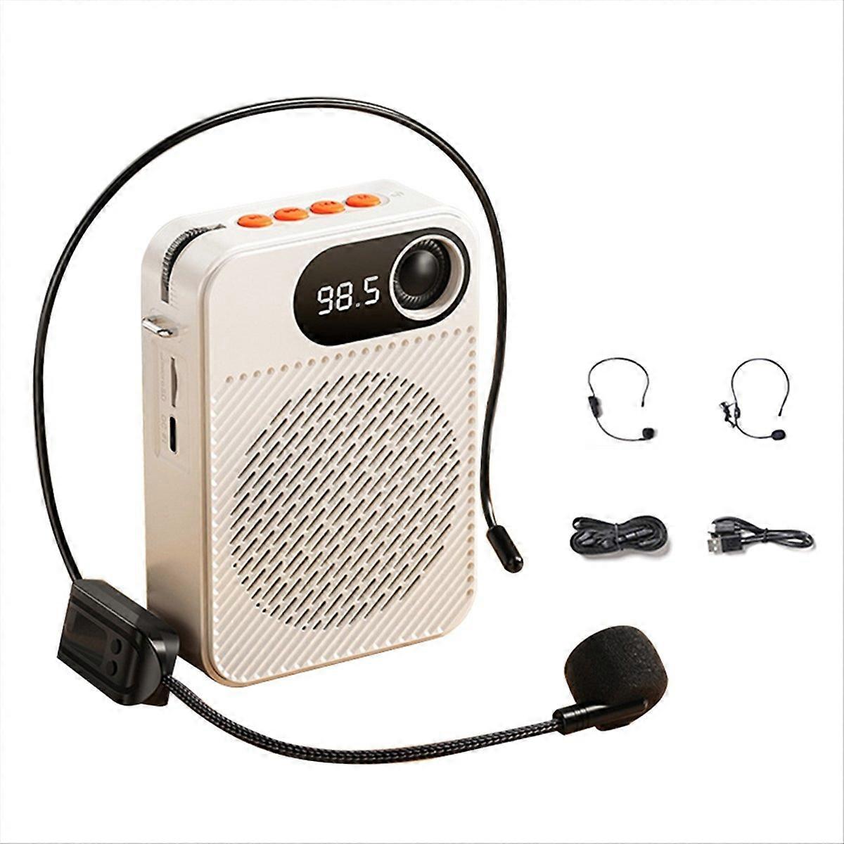 Wireless Mic, Headset Microphone Amplifier for Meeting Guides White