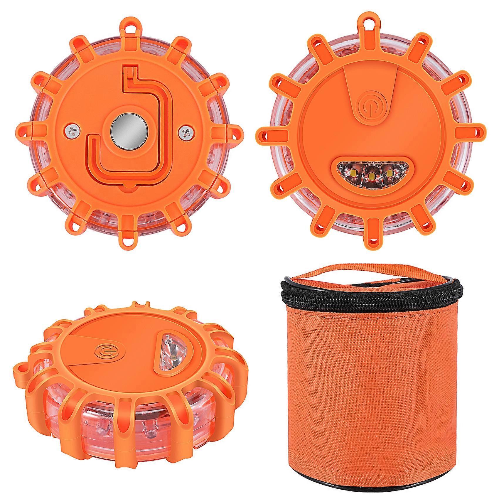 3 Pack LED Road Flares Emergency Lights,Round