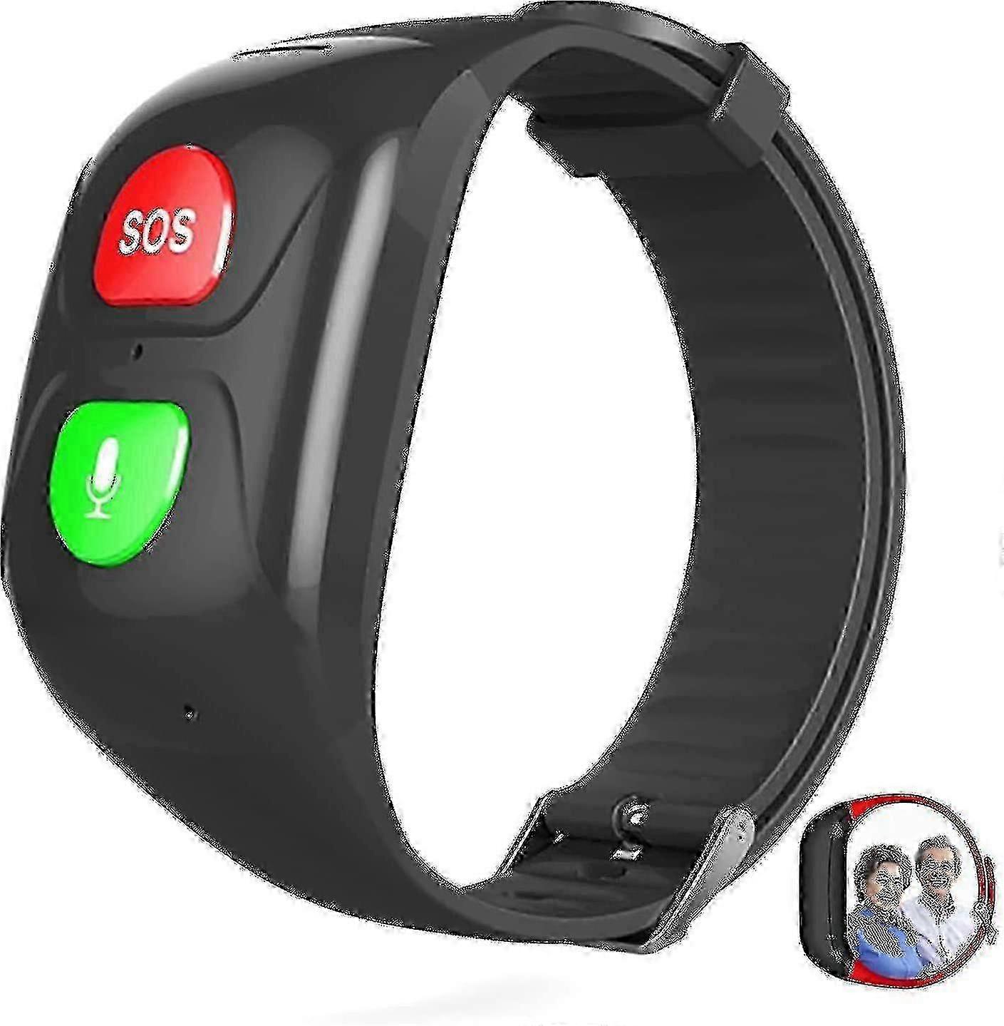 2025 Sos Wristband Gps Tracker Compatible Elderly Emergency Call Sos Gps Locator Phone Emergency Helper Ip67 Waterproof Smart Watch Phone,black New -N