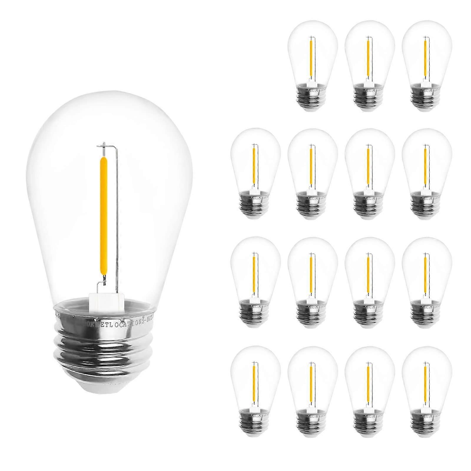 Solar String Light Bulbs Warm White 2700K E26 Solar Powered Shatterproof Outdoor LED 15 Pack