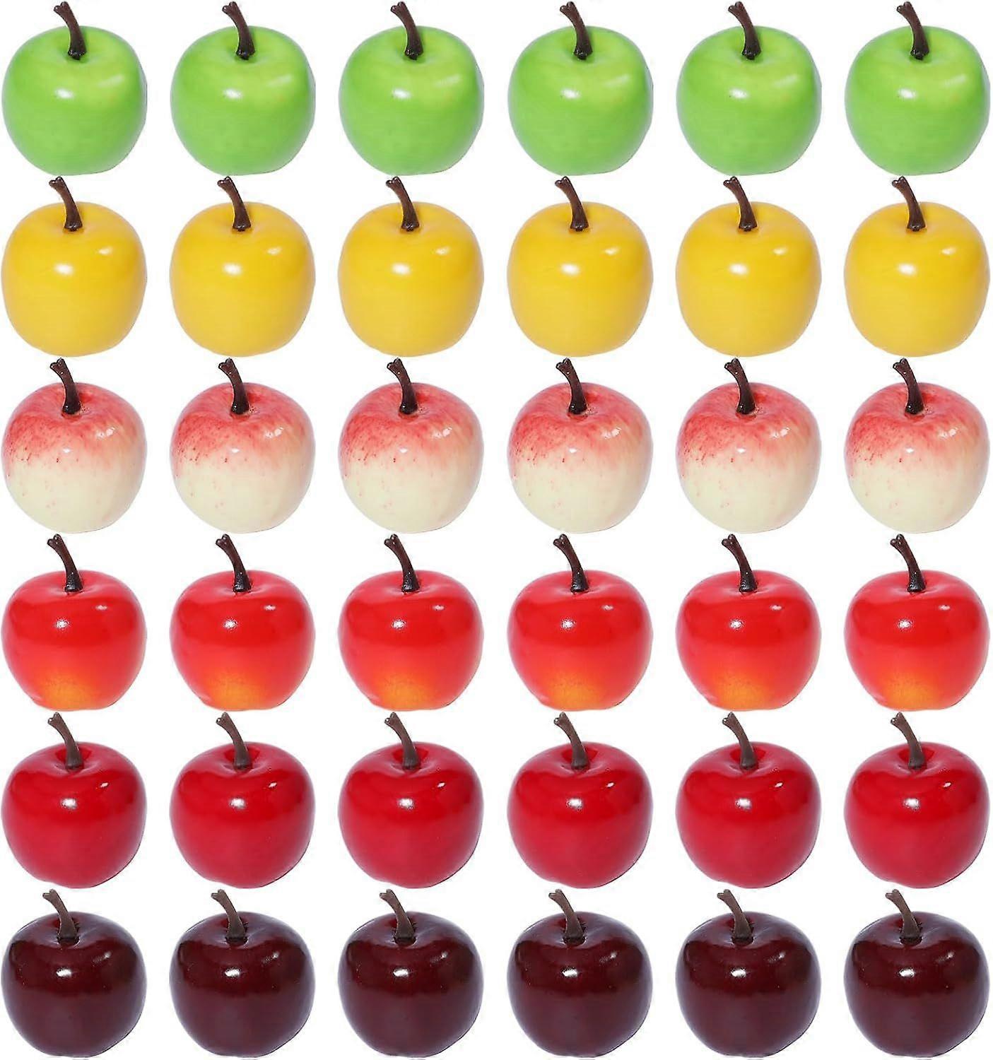 36Pcs 6 Colors Artificial Fruit Simulation Foam Apples Realistic Fruit Artificial Apples for Home Kitchen Photography Party Decoration