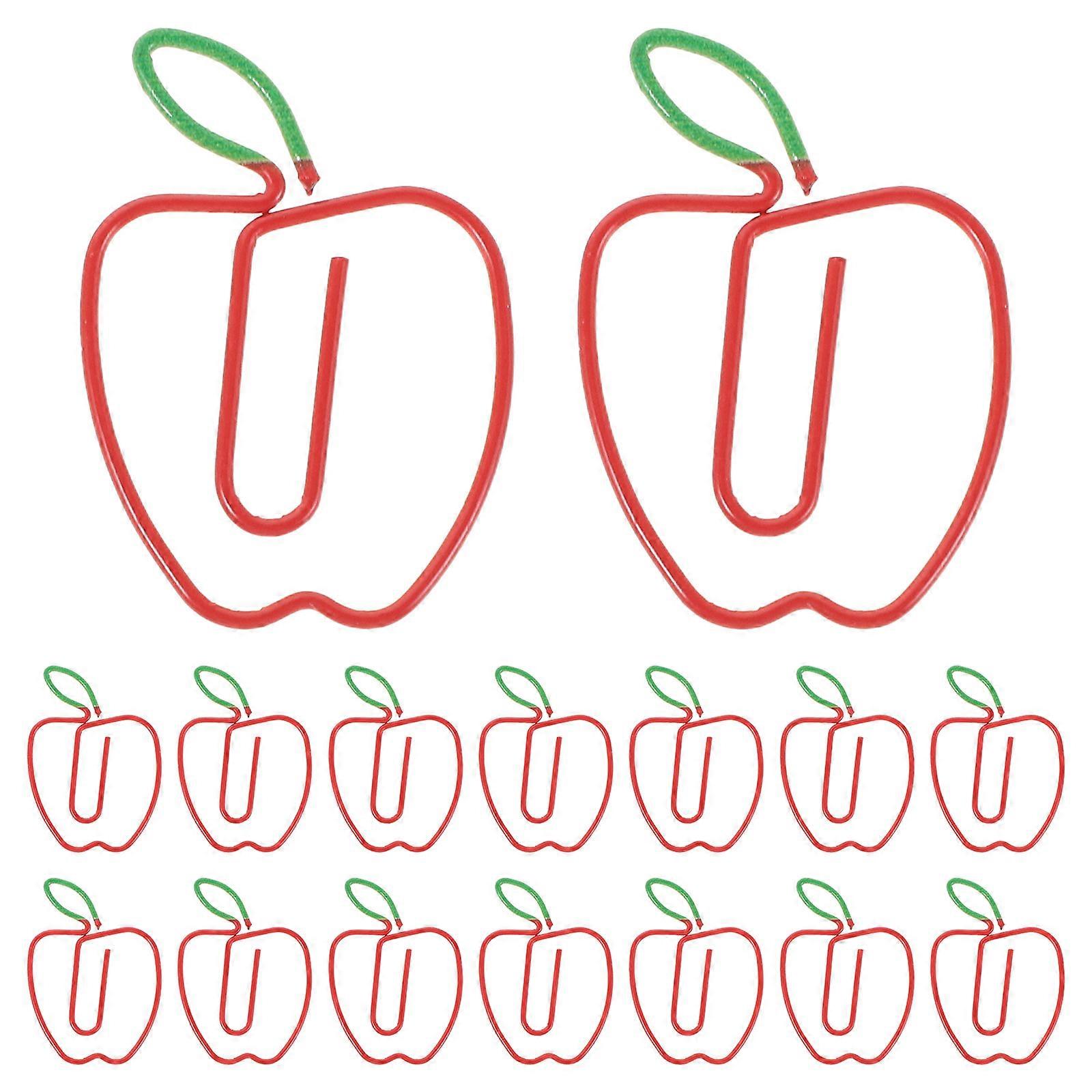 Creative Apple-Shaped Paper Clips Metal Bookmark for Office 100Pcs Set