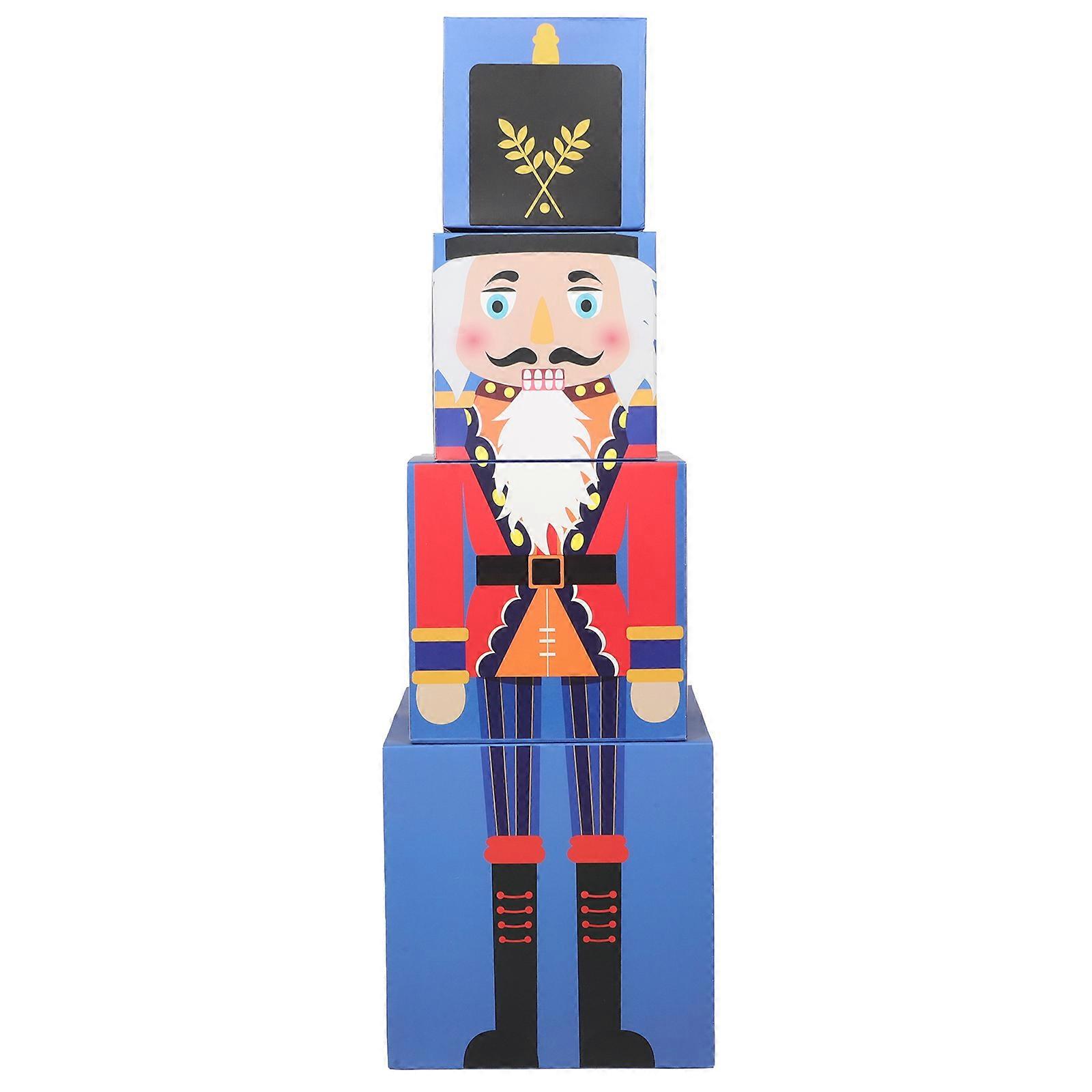 Stackable Nutcracker Boxes for Storage 1Set Blue Christmas Present Boxes