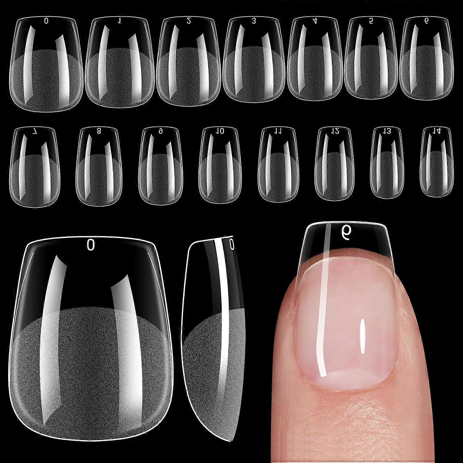 450PCS Extra Short Coffin Nail Tips Set, 15 Sizes Half Matte Full Cover Press On Nails