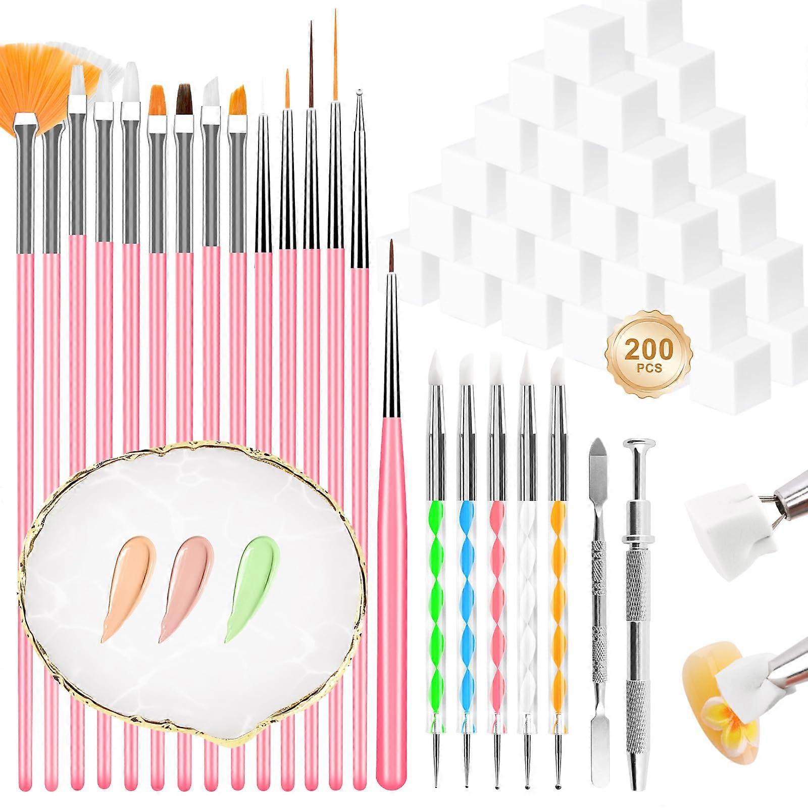 AllinOne Nail Art Kit with Brushes, Sponges, Palette and Tools for Salon and Home Use
