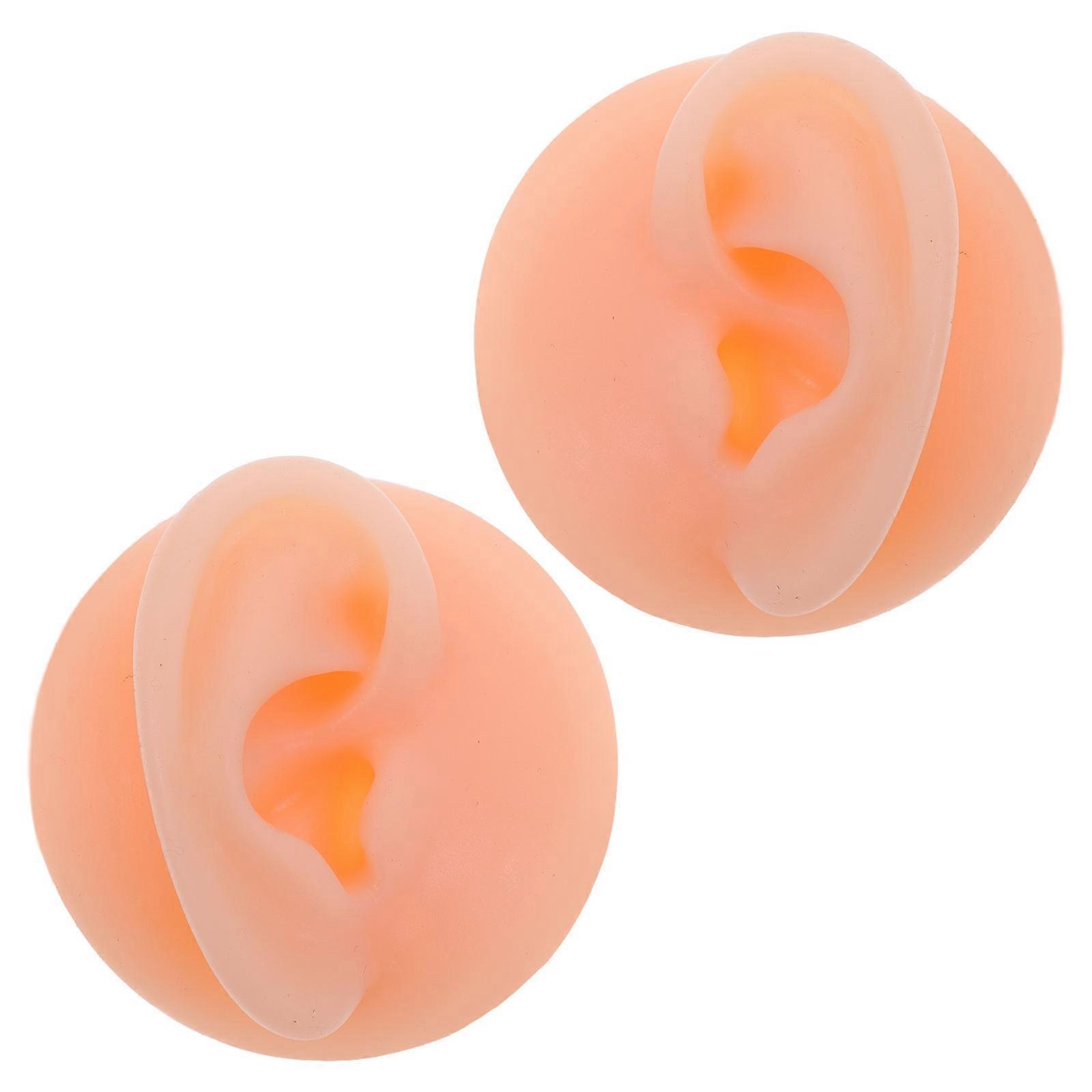 Ear Stud Display Rack Silicone Realistic Ear Model for Jewelry 1Pair