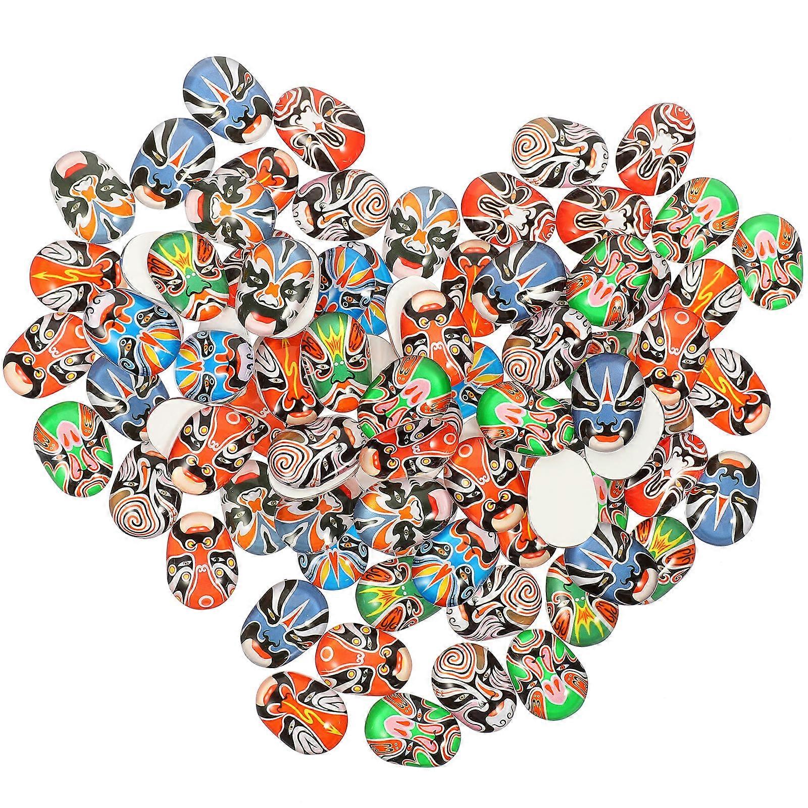 Glass Cabochons Mask Pattern for DIY Craft 100Pcs Assorted Color Accessories