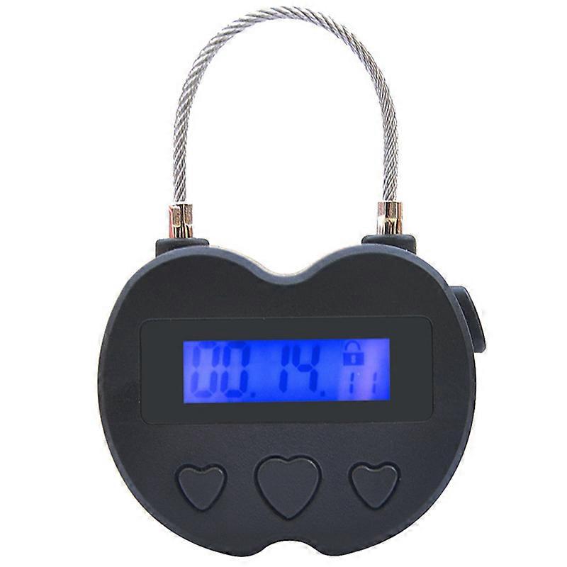 Smart Time Lock LCD Display Time Lock  USB Rechargeable Temporary Timer Padlock Travel Electronic Timer black