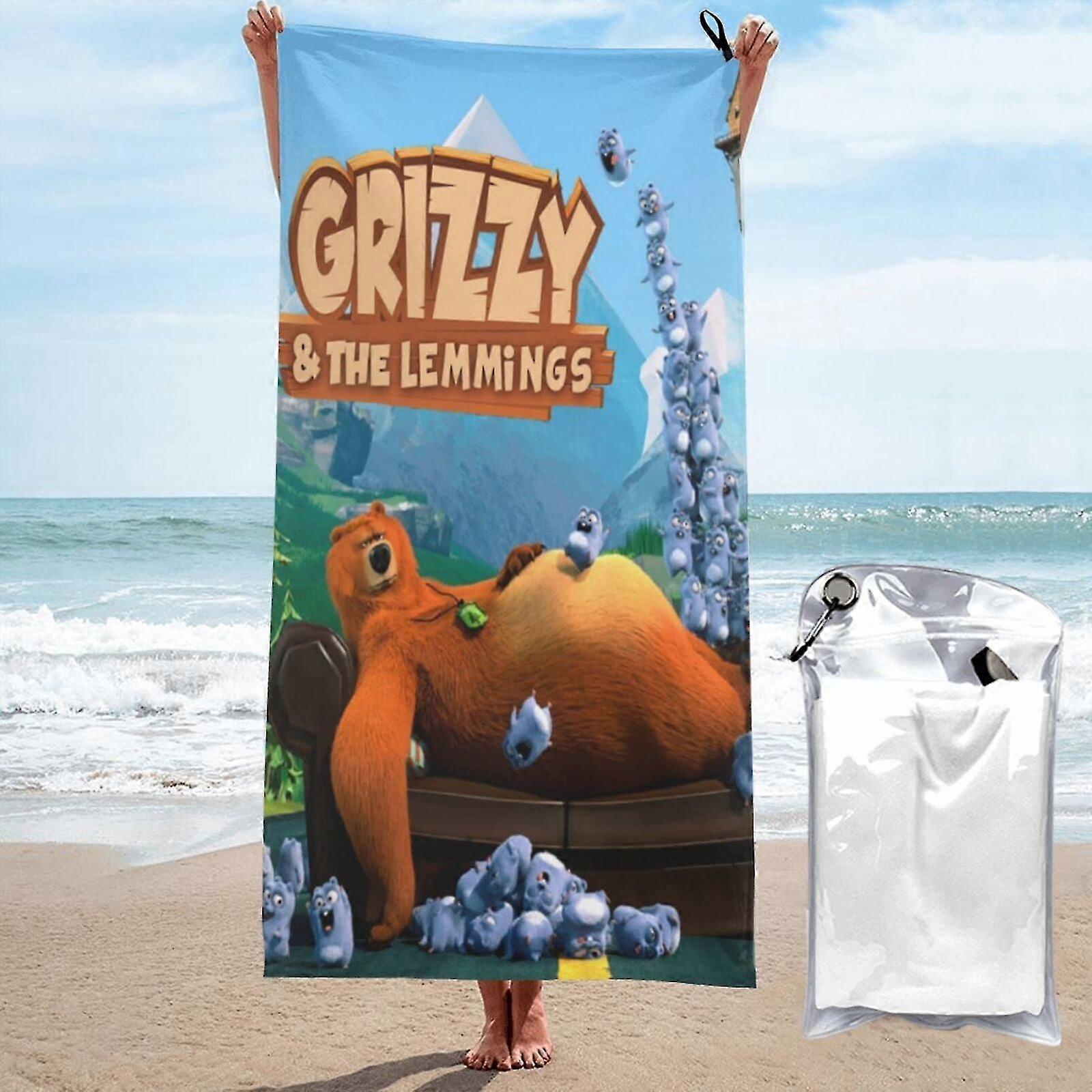 s2269 Grizzy and the Lemmings Toalha de praia de microfibra Toalhas grandes sem areia Toalhas de secagem rápida Toalha de natação, Toalha de acampamento leve P MMgO2269