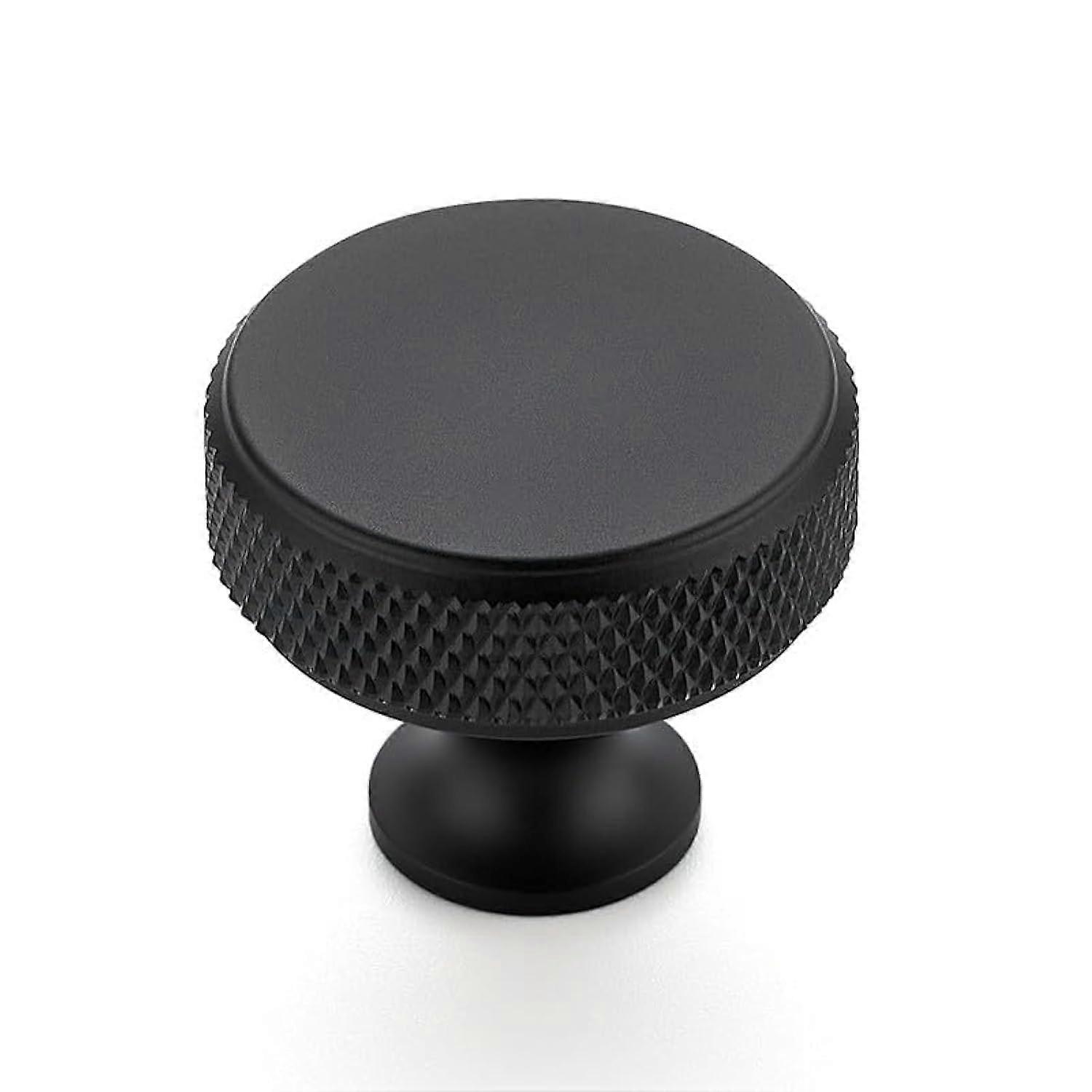 25 Pack Matte Black Cabinet Knobs and Drawer Handles, Round Knurled Design, RustResistant