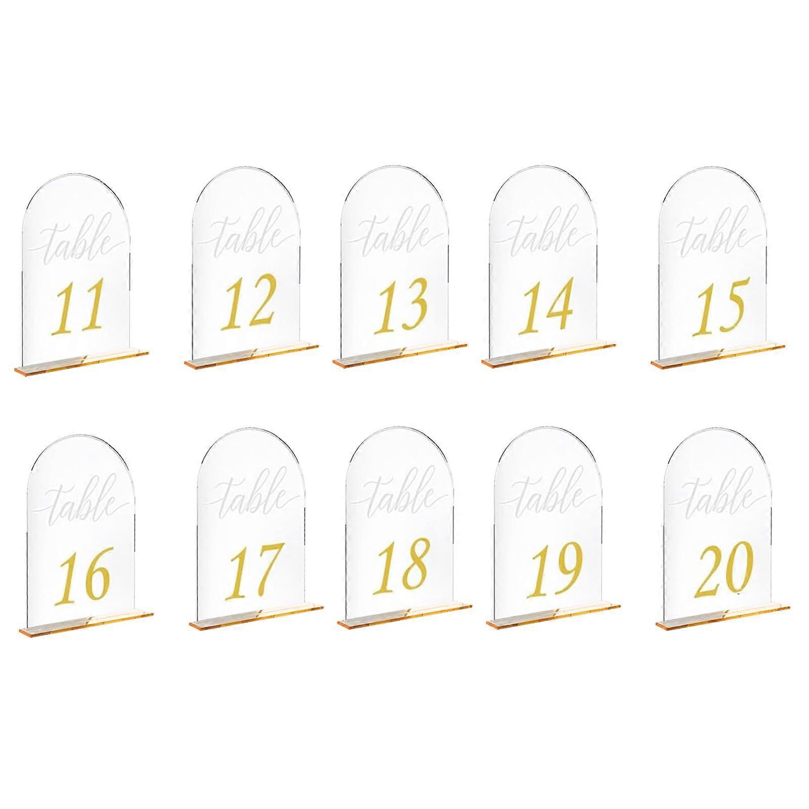 10Pcs Clear Acrylic Table Numbers 1120 with Stand for Wedding Restaurant Events Durable Design