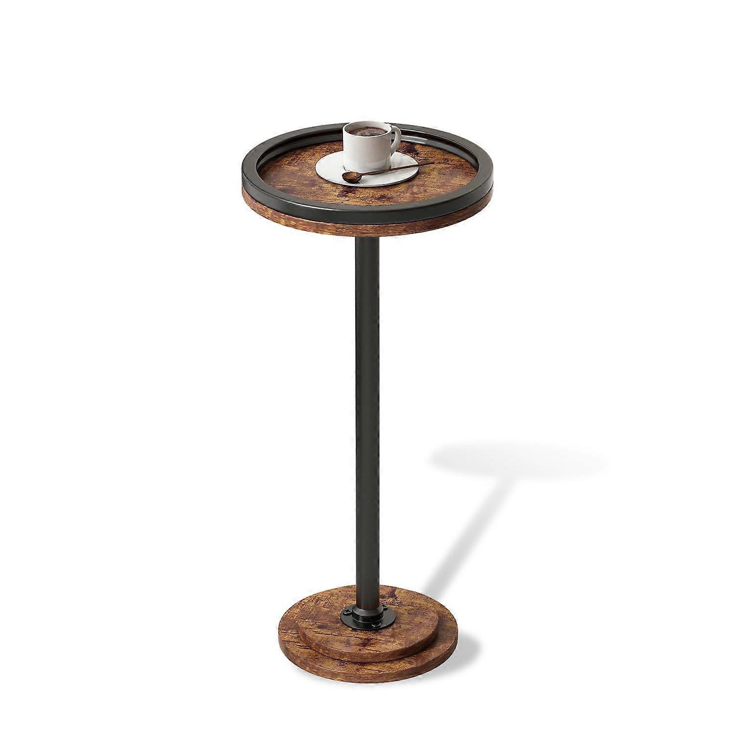 Small Side Table with Waterproof  and Weighted Base, Round Accent Table for Living Room and Bedroom