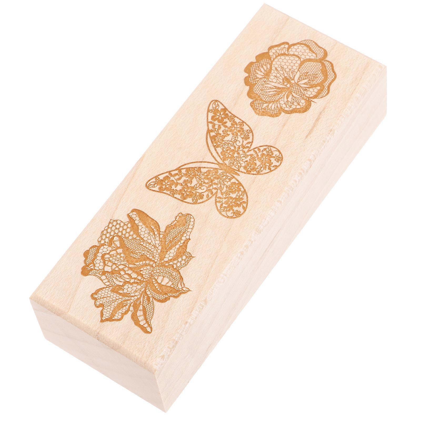 Wood Mounted Stamps Journal Wooden Stamp Diy Handmade Projects Rectangular Multi Function Crafting 1Set