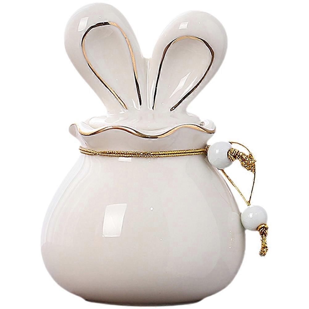 Decorative Ceramic Tea Jar Rabbit Shape for Powder Storage 1 Piece