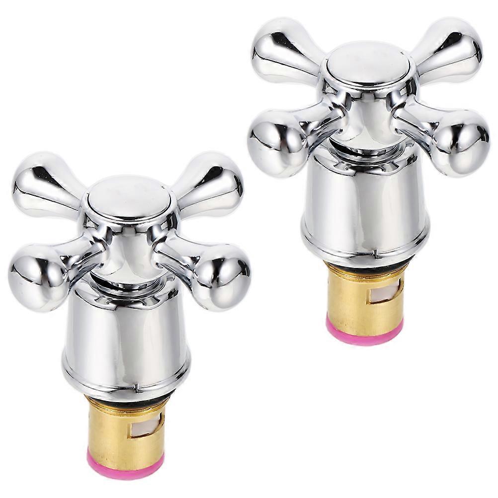 Faucet Handle Silver Replacement Cold Hot Faucet Knob Handle 6Pcs