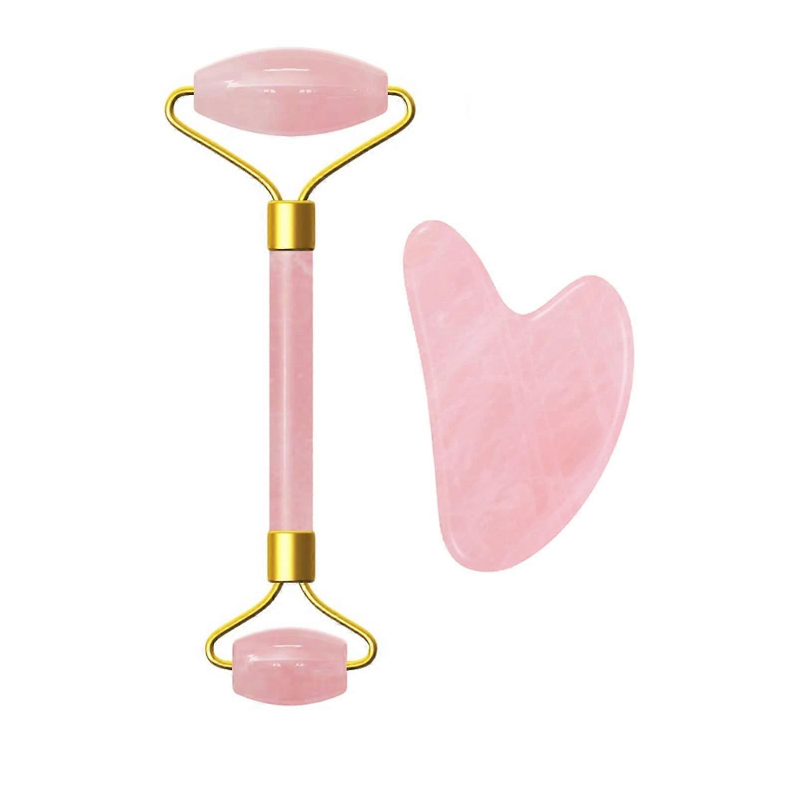 Jade Roller Rose Quartz Facial Massage Tool for Deep Hydration and Circulation Boost Pink