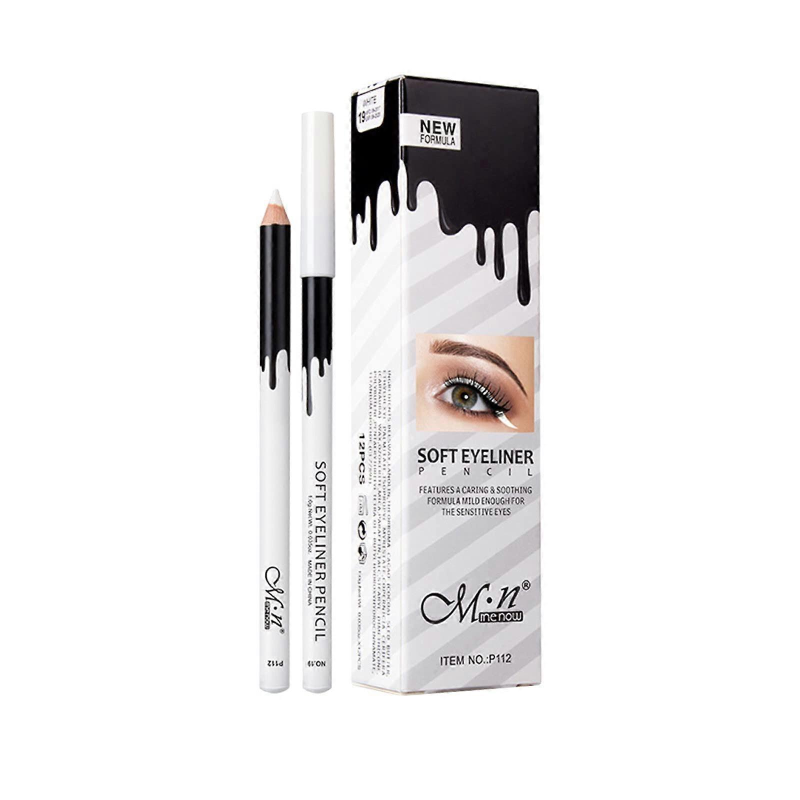 White Waterproof Eyeliner Pencil Set 12 Pack, Multiuse Eye Shadow and Highlighting Pen