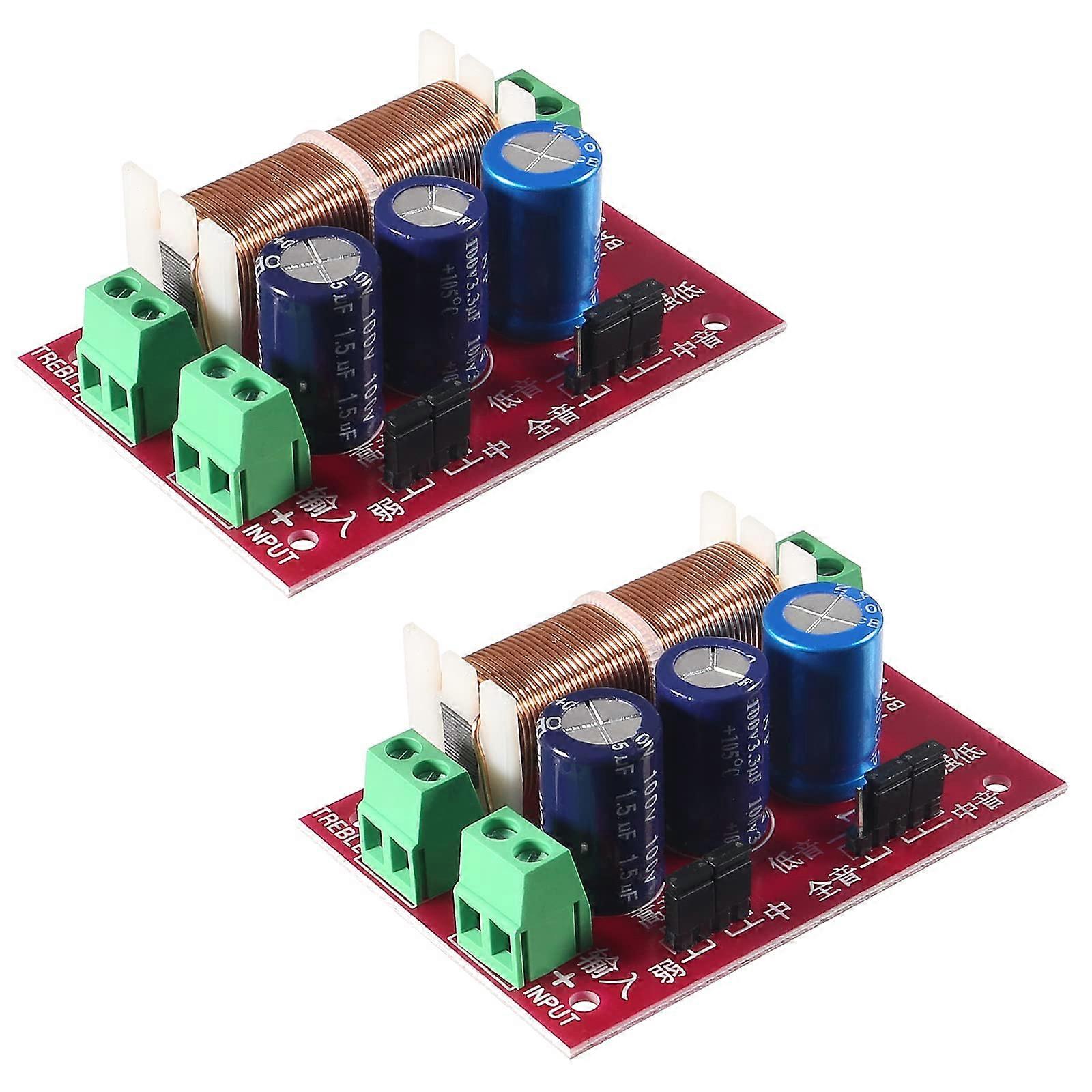 2pcs 1400W 2 Way Adjustable Audio Crossover  Power Treble and Bass Frequency Divider Filter