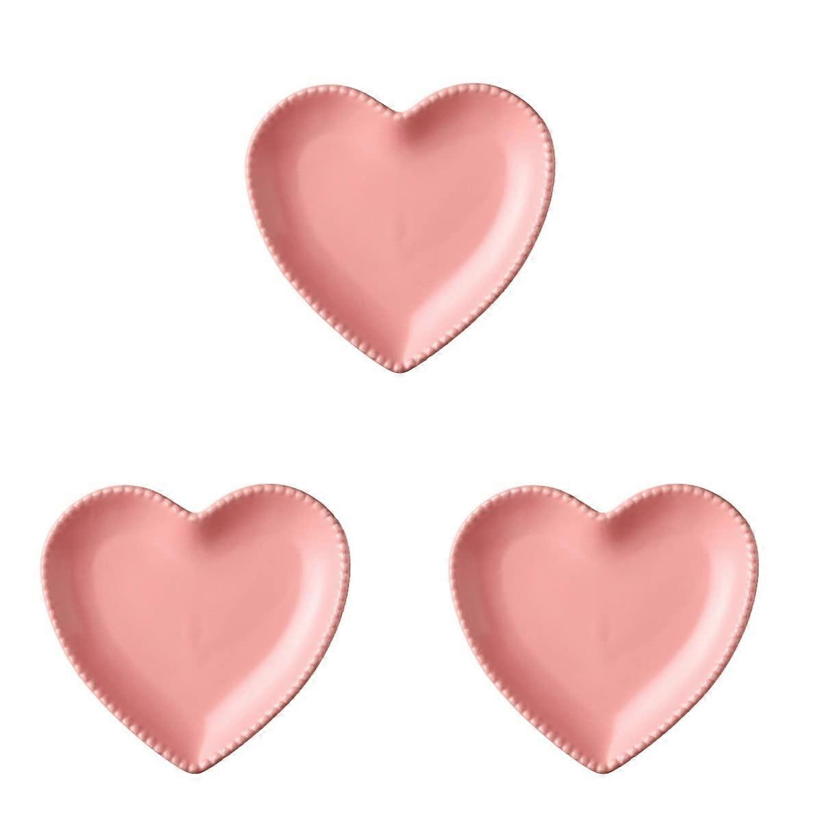 Heart Shaped Ceramic Plate Set Pink MultiPurpose Dessert Candy Fruit Salad Breakfast Tray
