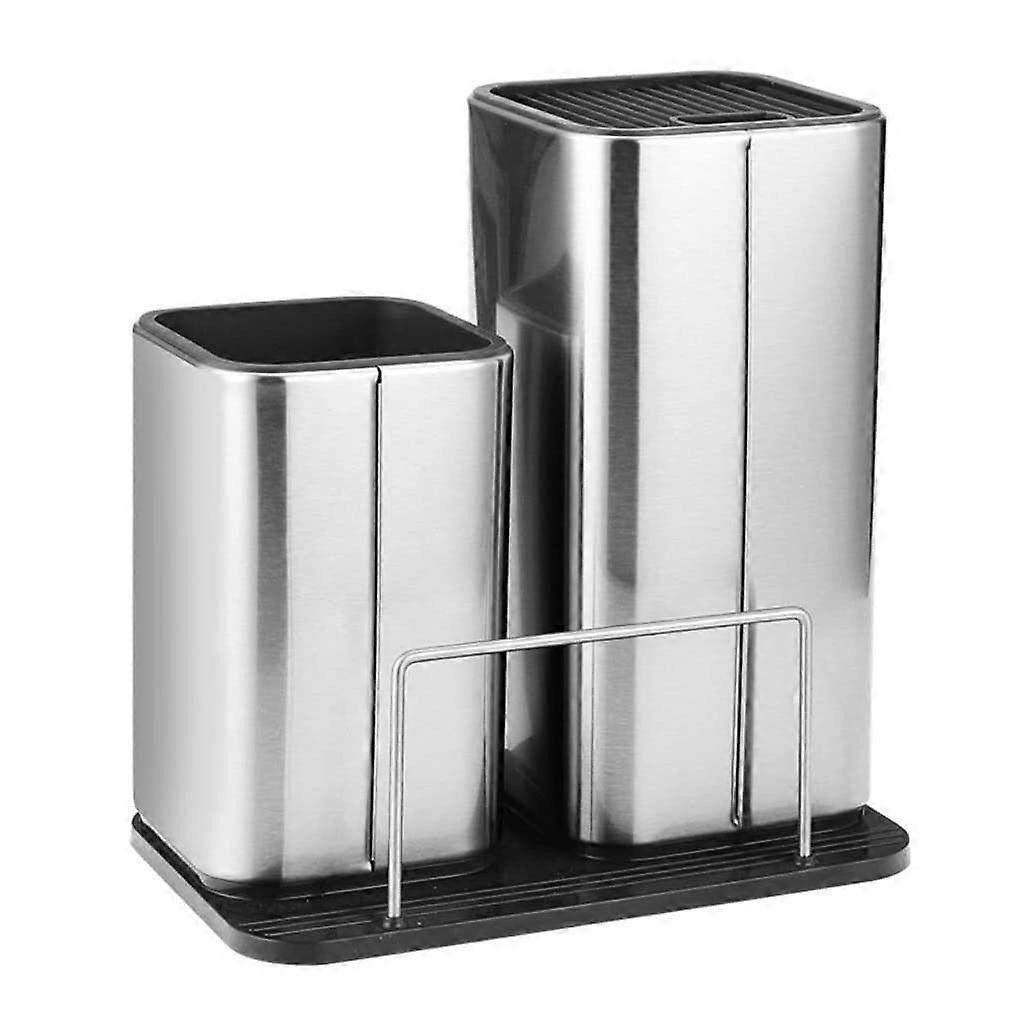 Knife Block Large Capacity MultiSlot Knife Holder for Kitchen with Water Drainage Base