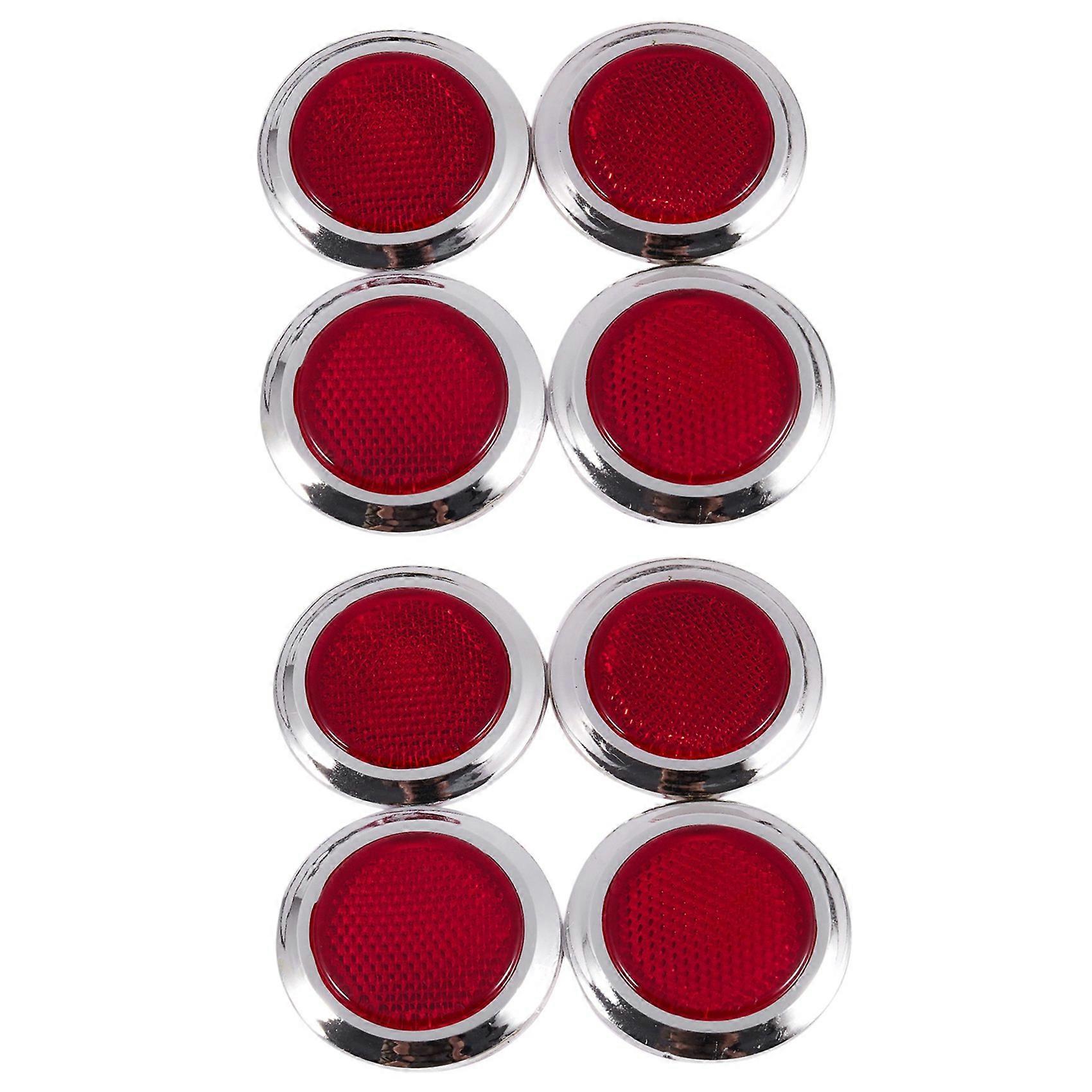 8 Pcs Auto Car Plastic Round Reflective Reflector Sticker Red