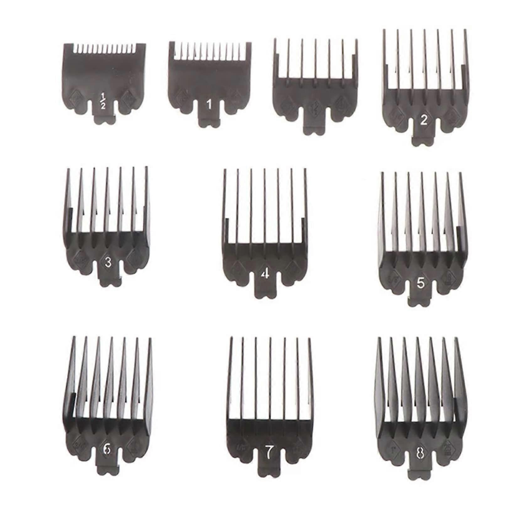 Universal Hair Clipper Guards Set 10pcs Black Plastic Guide Combs for Consistent Length Control