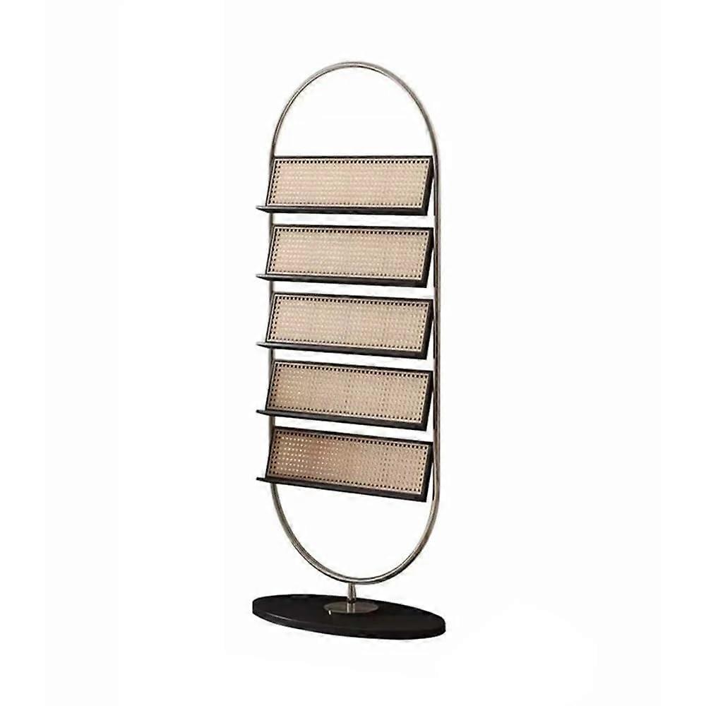 Solid Wood Magazine Rack Black Floor Standing MidCentury Display Shelf Organizer