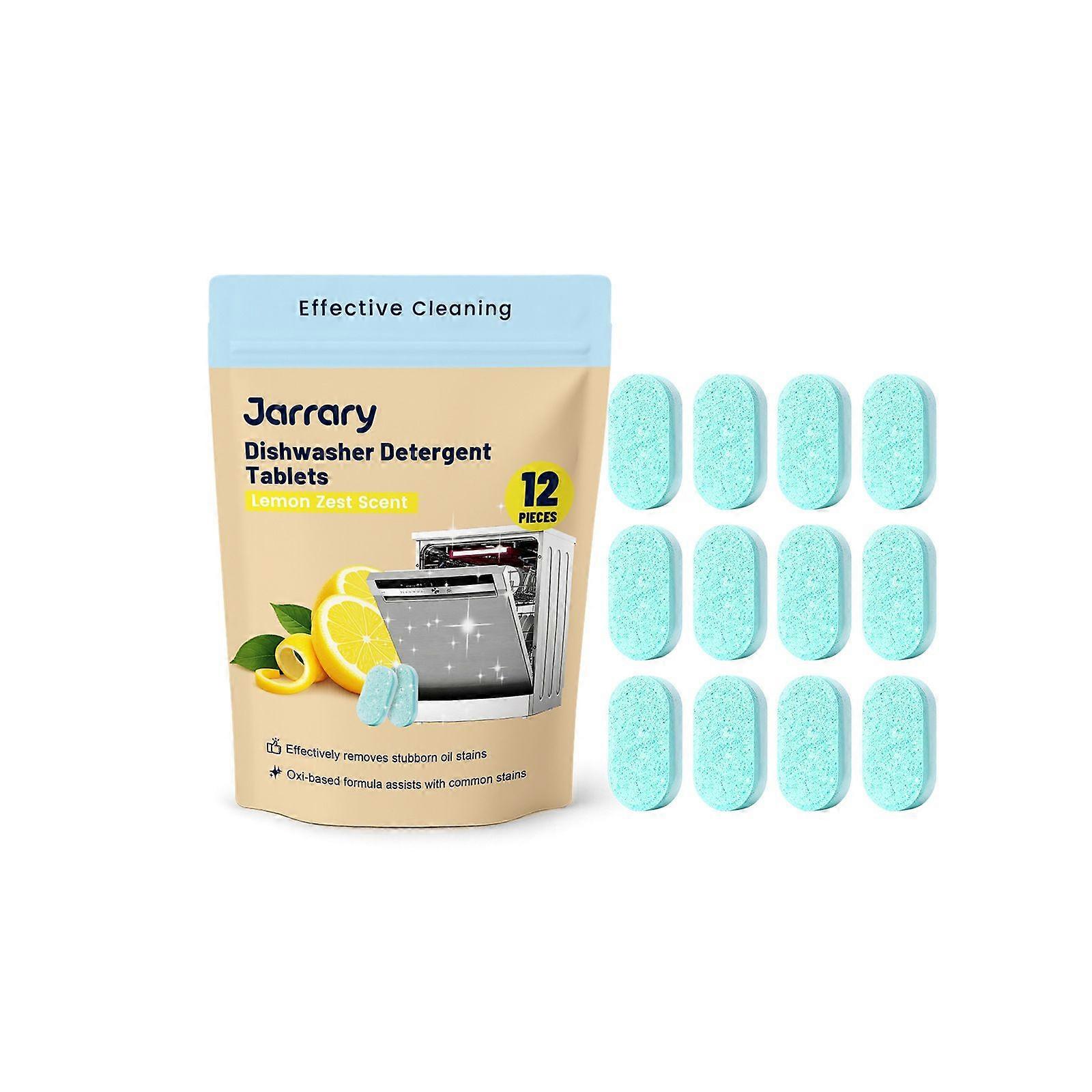 100% Plastic-Free Dishwasher Detergent Tablets, 12 Count, Dishwasher Cleaner Tablets, Eliminates Grease & Grime