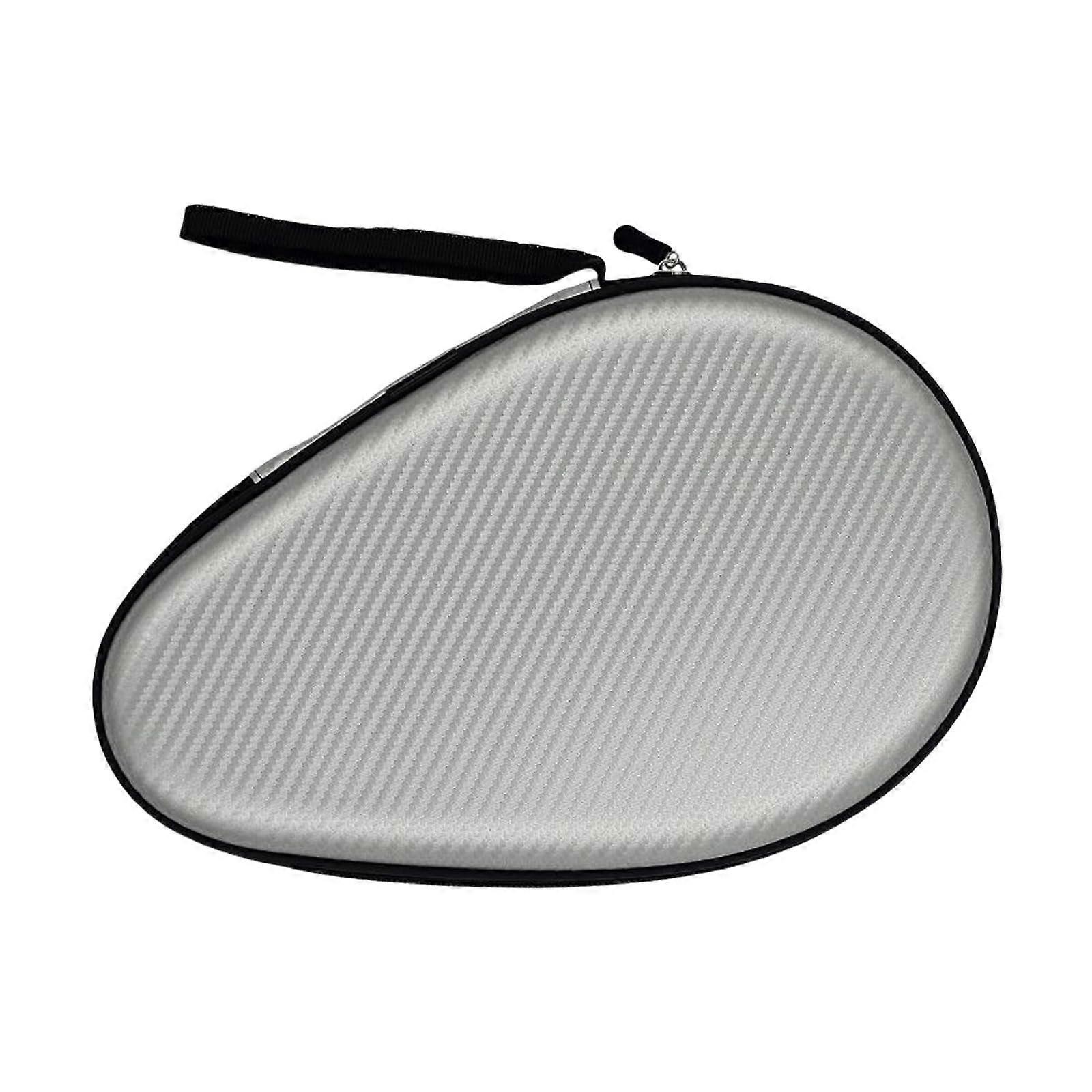 Table Tennis Racket Case with Shock Absorption Protection and Secure Zipper Closure Silver
