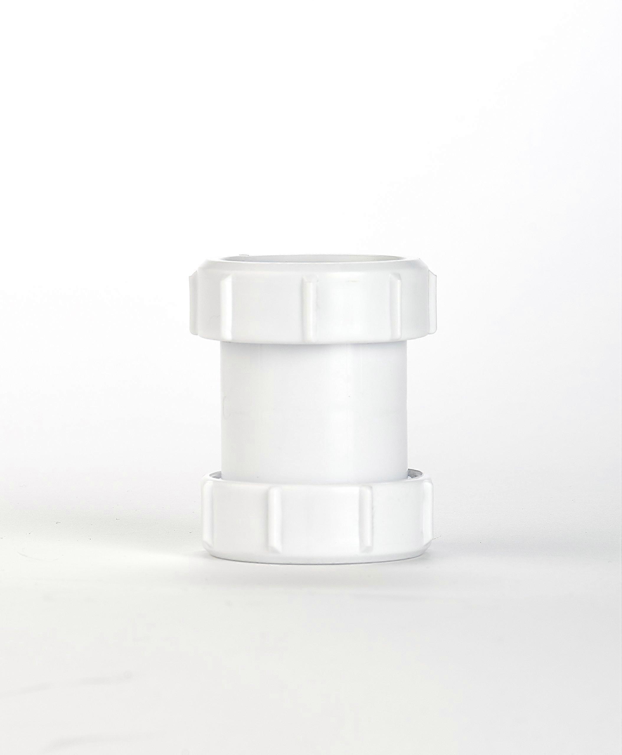 32mm Compression Straight Coupler White, Leak Seal, Quick Tool Pipe Connector
