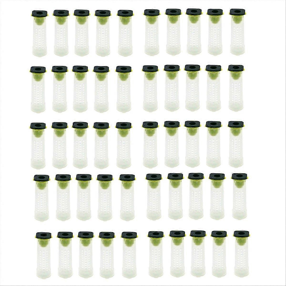 50 PCS Queen Bee Roller Cage - Plastic Beekeeping Queen Cup Kit