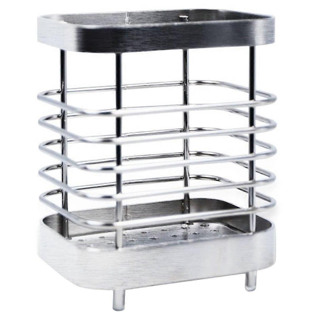 Stainless Steel Toothbrush Holder Drain Rack Multifunctional Silver