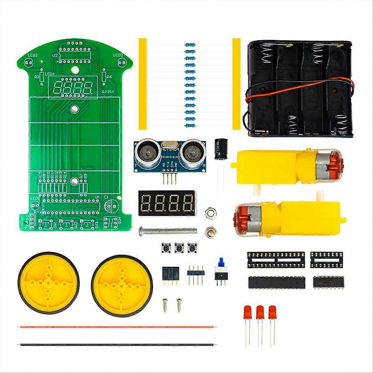 DIY Ultrasonic Ranging Obstacle Avoidance Car Electronic Kit LED Display Programming Car Welding Practice DIY Kit
