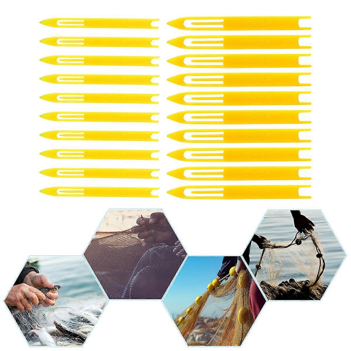 Knitting Fish Net Plastic Shuttle Tool for Repair 20Pcs Yellow Accessories