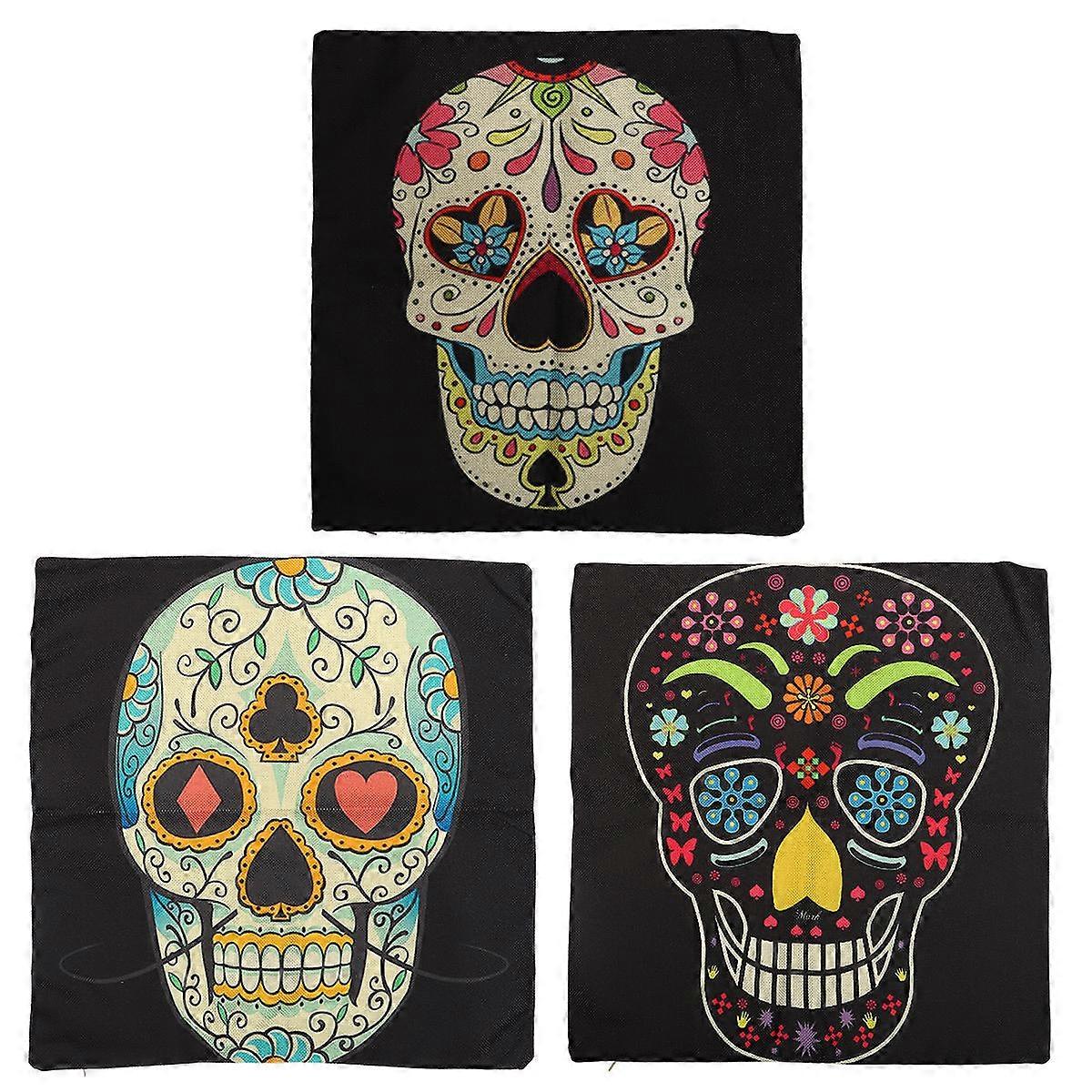 Skull Pattern Pillowcases Halloween Pillow Case for Decoration 2Pcs