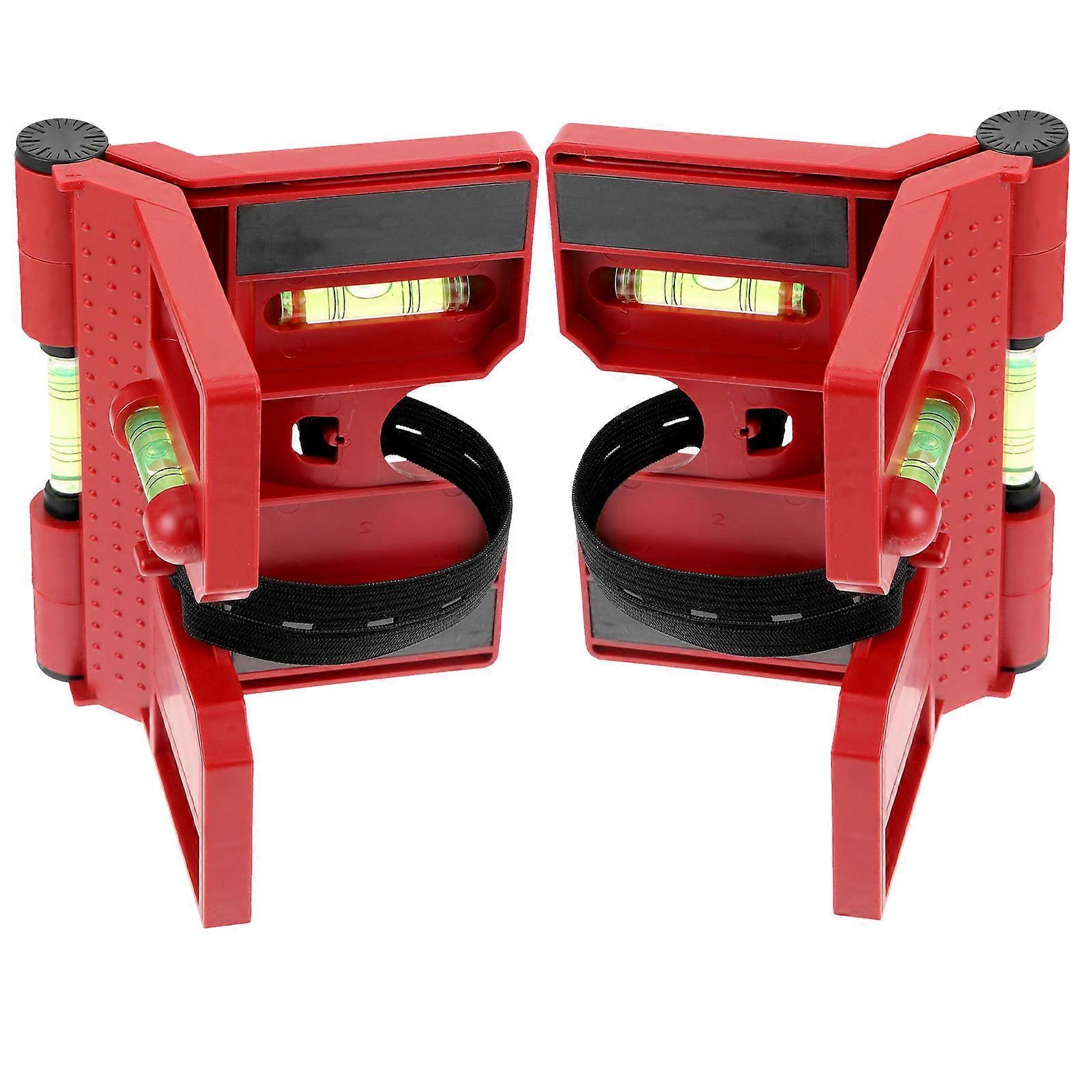 Foldable Angle Gauge Post Level Tool for Measurement 2Pcs Red ABS Material