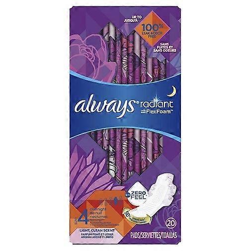 Always Radiant Size 4 Overnight Pads Light, Clean Scent